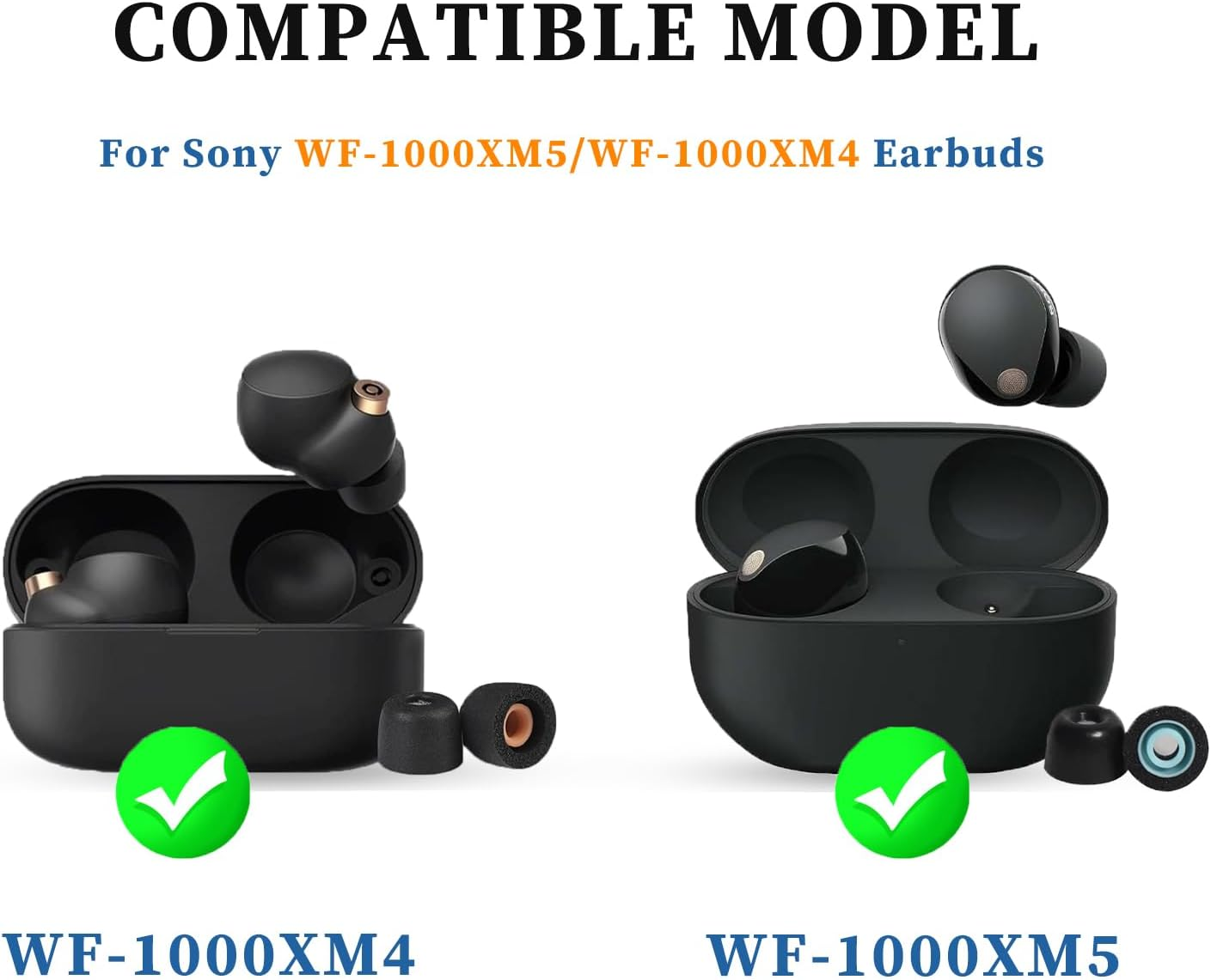 (3 Pairs) Memory Foam Earbud Tips for Sony WF-1000XM5 Superior Noise Isolation Memory Foam Tip with Cleaner Kit for WF-1000XM5 Earbuds, Secure Fit, Enhanced Comfort - White image number 3