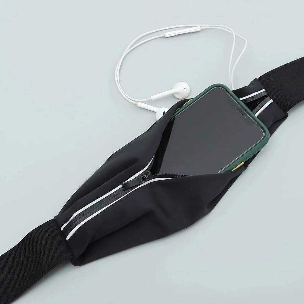 Lianjia Running Belt with Waterproof Bounce，Adjustable Waterpro for Phone Holder Runners Belt, Slim and Money Belt for Women and Men Running Bag, Apply to Fitness, Hiking Traveling (Black image number 1