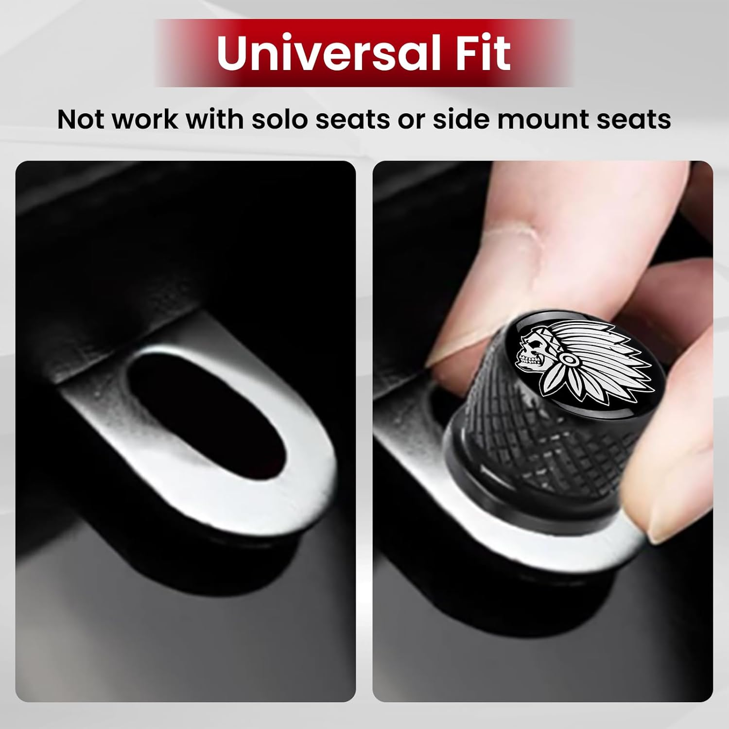 Stainless Knurled Fender Seat Bolt Screw 1/4"-20 Thread for Harley Davidson - American Skeleton - Black image number 2