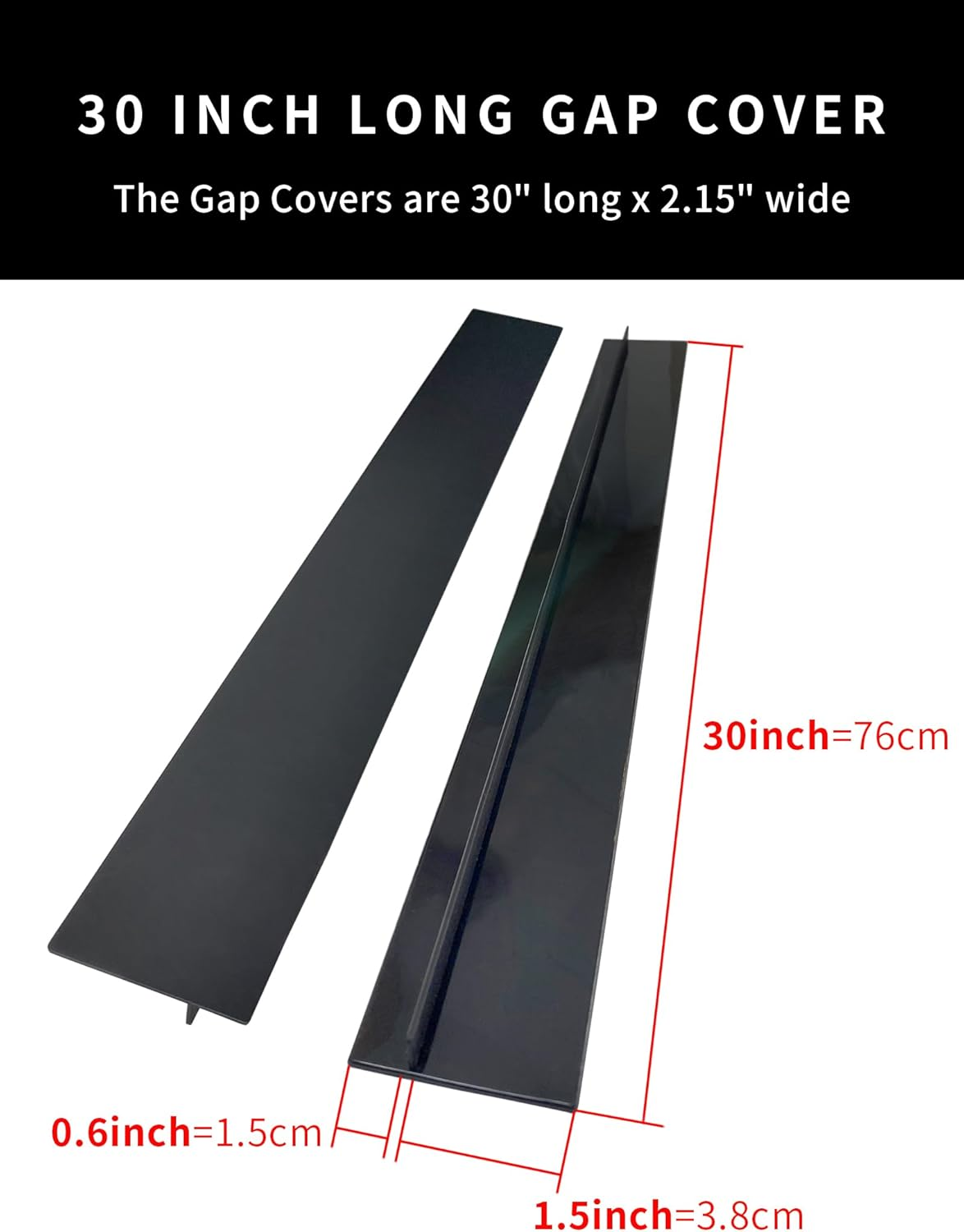 Donpearl 30 Inch Black Stove Gap Covers (2 Pack), Silicone Gap Filler for Stove and Counter, Oven Edge Side Gap Guards, Kitchen Range Crumb Catcher Strips between Stovetop and Countertop image number 5