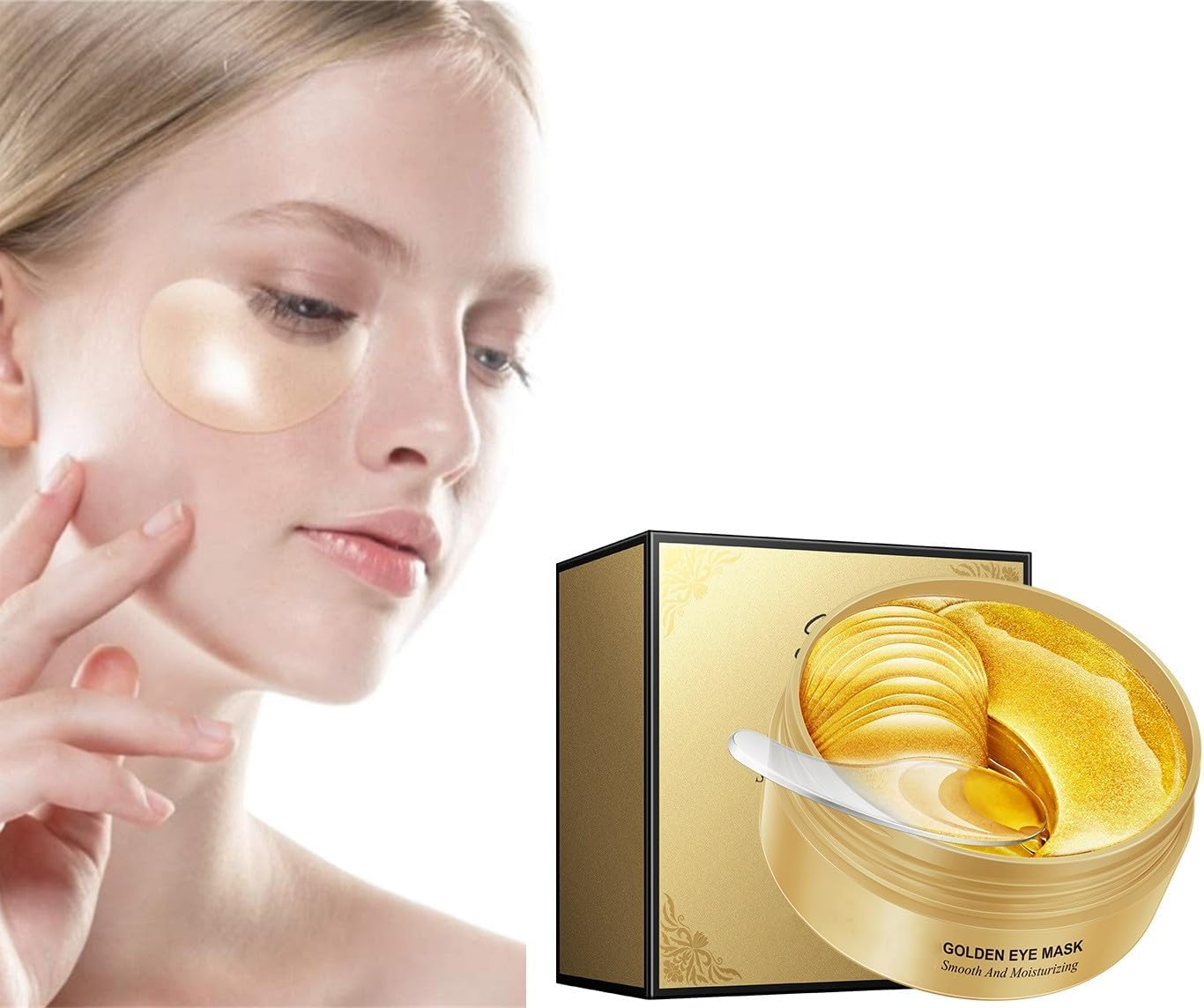 60Pieces Collagen Eye Masks, 24K GOLD under Eye Patches, Dark Circles and Wrinkles, Anti-Aging, Gel Pads for Puffiness and Bags, Immune System Support for Eyes, with Hyaluronic Acid, Deep Moisturizing