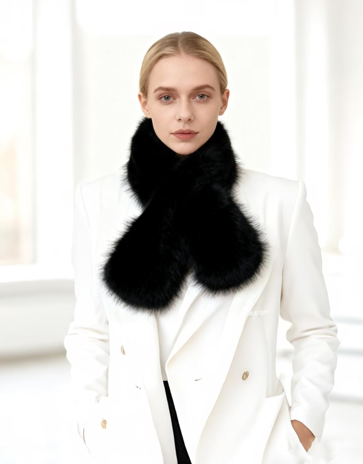 Lina & Lily Women'S Winter Pull-Through Neck Scarf Long Pile Faux Fur image number 5