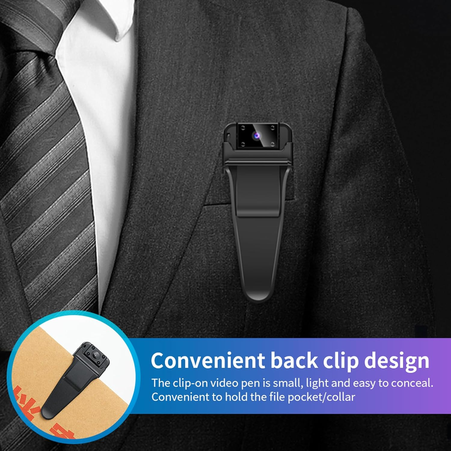 Body Camera, 1080P HD Infrared Night Vision Mini Camera, Mini Law Enforcement Recorder with 32GB SD Card 180&deg; Rotating Lens, Portable Wearable Camera for Cycling, Traveling, Outdoor Safety image number 5