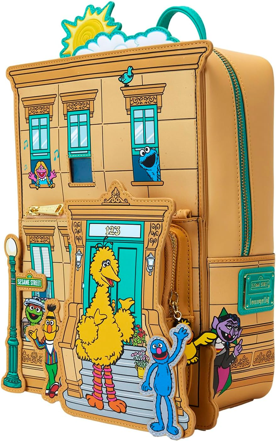 Loungefly Sesame Street Corner Mini Backpack | Big Bird, Oscar, Grover, Ernie, Bert, and Friends, Fashion Accessories image number 3