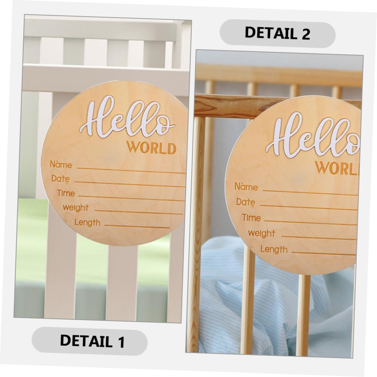Wooden Baby Announcement Sign Newborn Name Sign for Hospital Newborn Photo Prop 2Pcs image number 3