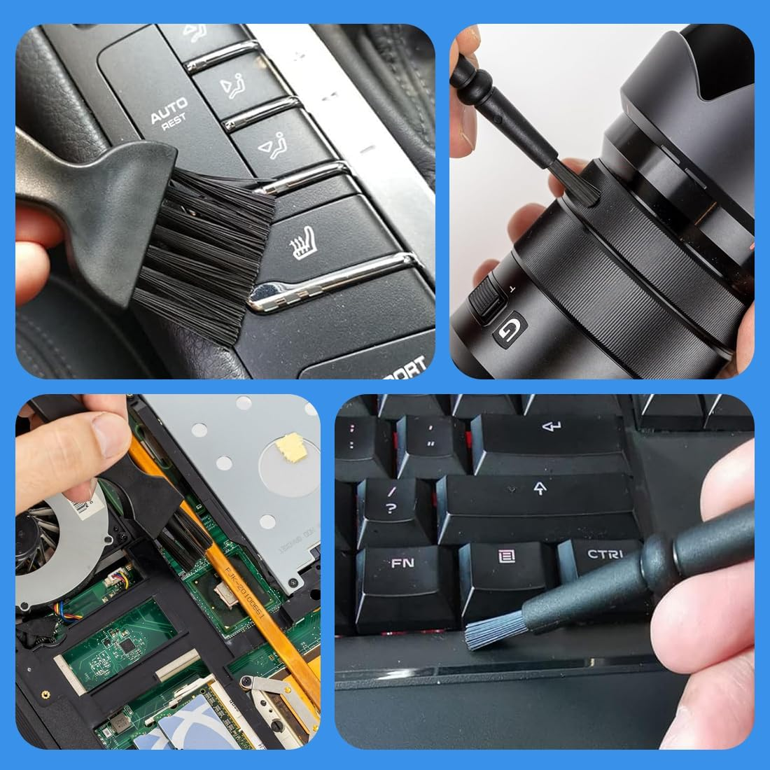 SGERUFZ 4 Pcs PC Cleaning Kit, Dust Brush, Cleaning Brush, Keyboard Cleaning, Nylon Brushes, Plastic Antistatic ESD Brush for Cleaning PC, Keyboard, Conductive Floor, Circuit Board, Motherboards image number 1