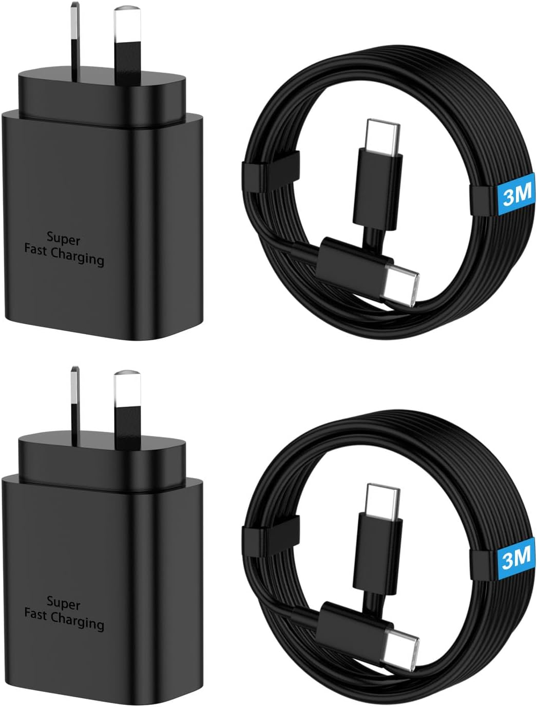 10FT/3M 2-Pack 45W USB C Super Fast Charger for Samsung Fast Charger Compatible with Samsung S25 Ultra/S24/S23/S22/S21 USB C Charger with USB C Cable Type C Fast Charging S20/Note 20/10/Tab S9/S8/S7 image number 5