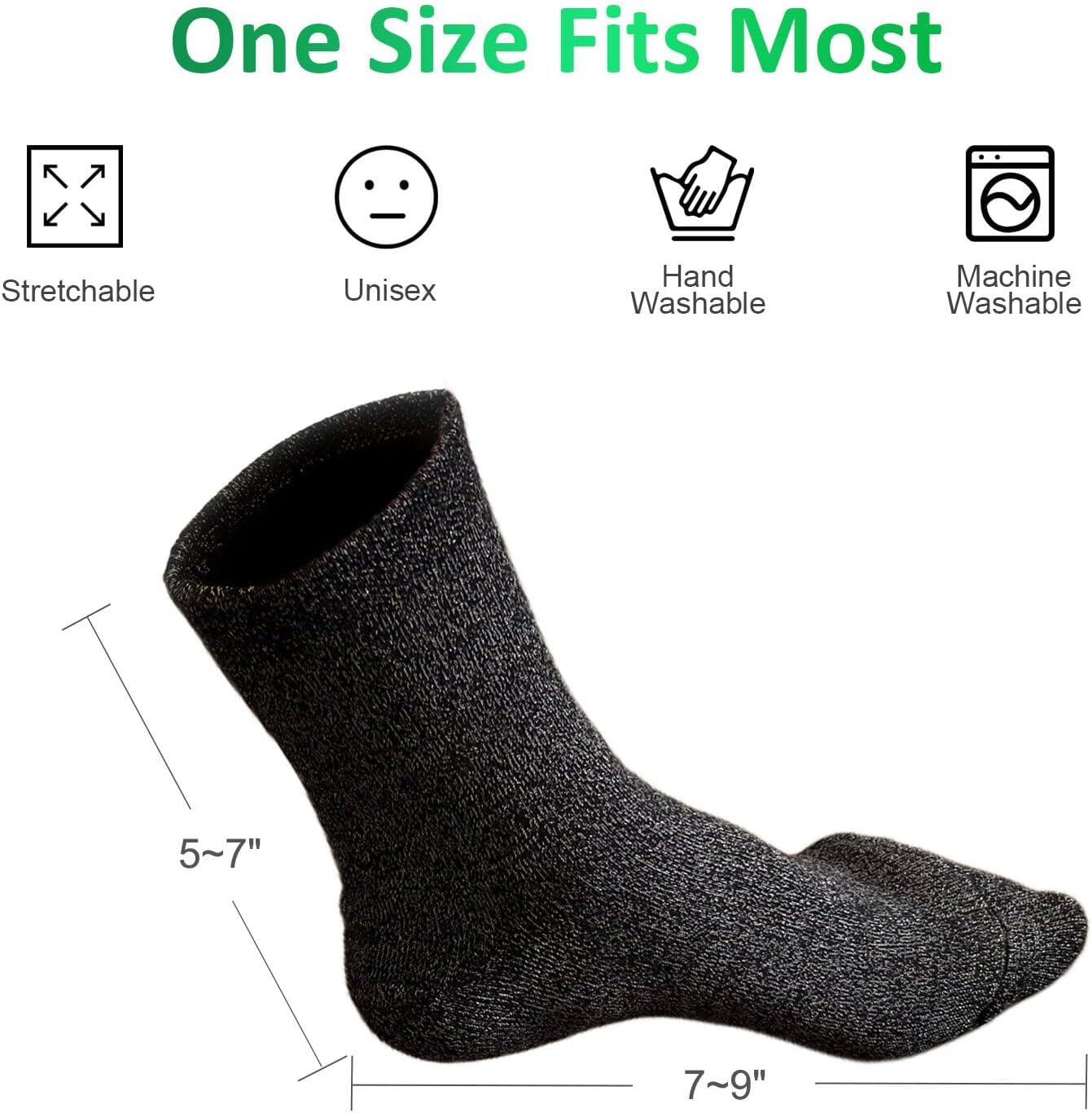 Grounding Socks, Conductive Silver Fiber Crew Socks for Women Men, Earth Connected Socks for Grounding Mat, Sheets, Shoes image number 2