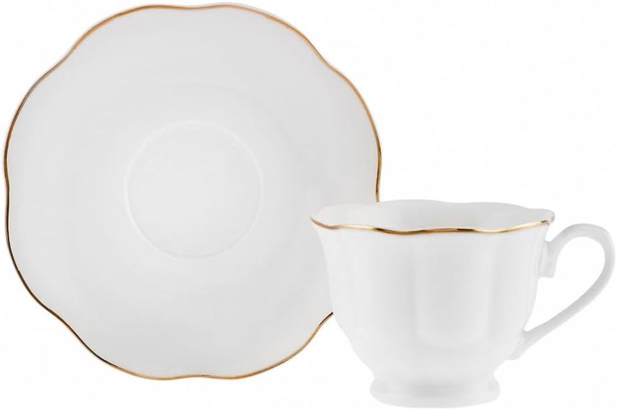 Karaca &Ccedil;an Porcelain Espresso Turkish Coffee Cup Set of 6, 12 Piece, 90Ml, Cup and Saucers, Espresso Cups, Small Coffee Cups, White Gold image number 5