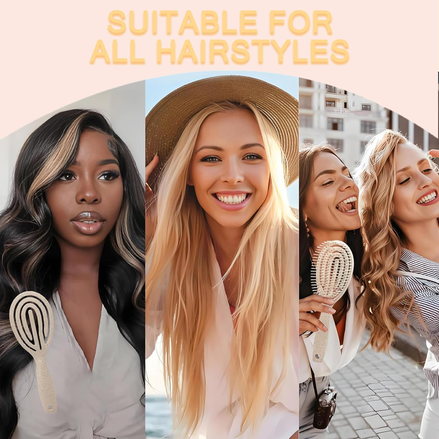 Checkzed Organic Detangling Hair Brush for Women, Men & Children - Does Not Pull on Hair - Hair Straightening Brushes for Straight, Curly & Wet Hair - Unique Spiral Hairbrush image number 3