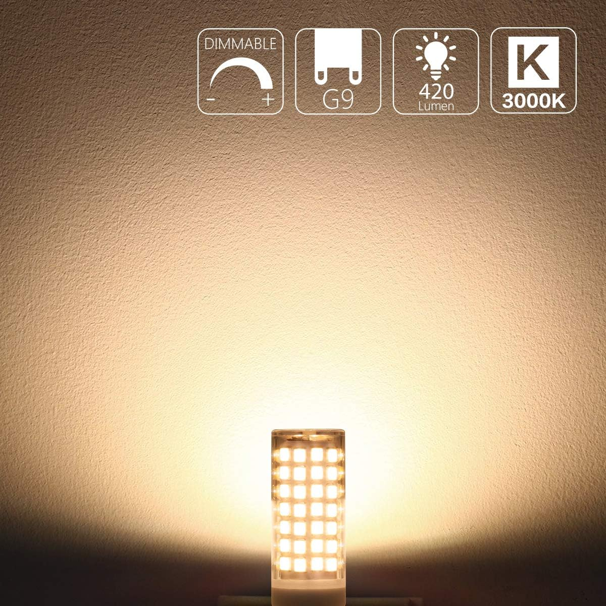 UCINNOVATE 6W G9 Dimmable LED Light Bulbs, 40W Equivalent Replace Halogen Bulbs, Warm White, 3000K, Ideal for Home Living Room Lighting Table Lamp Chandelier image number 2