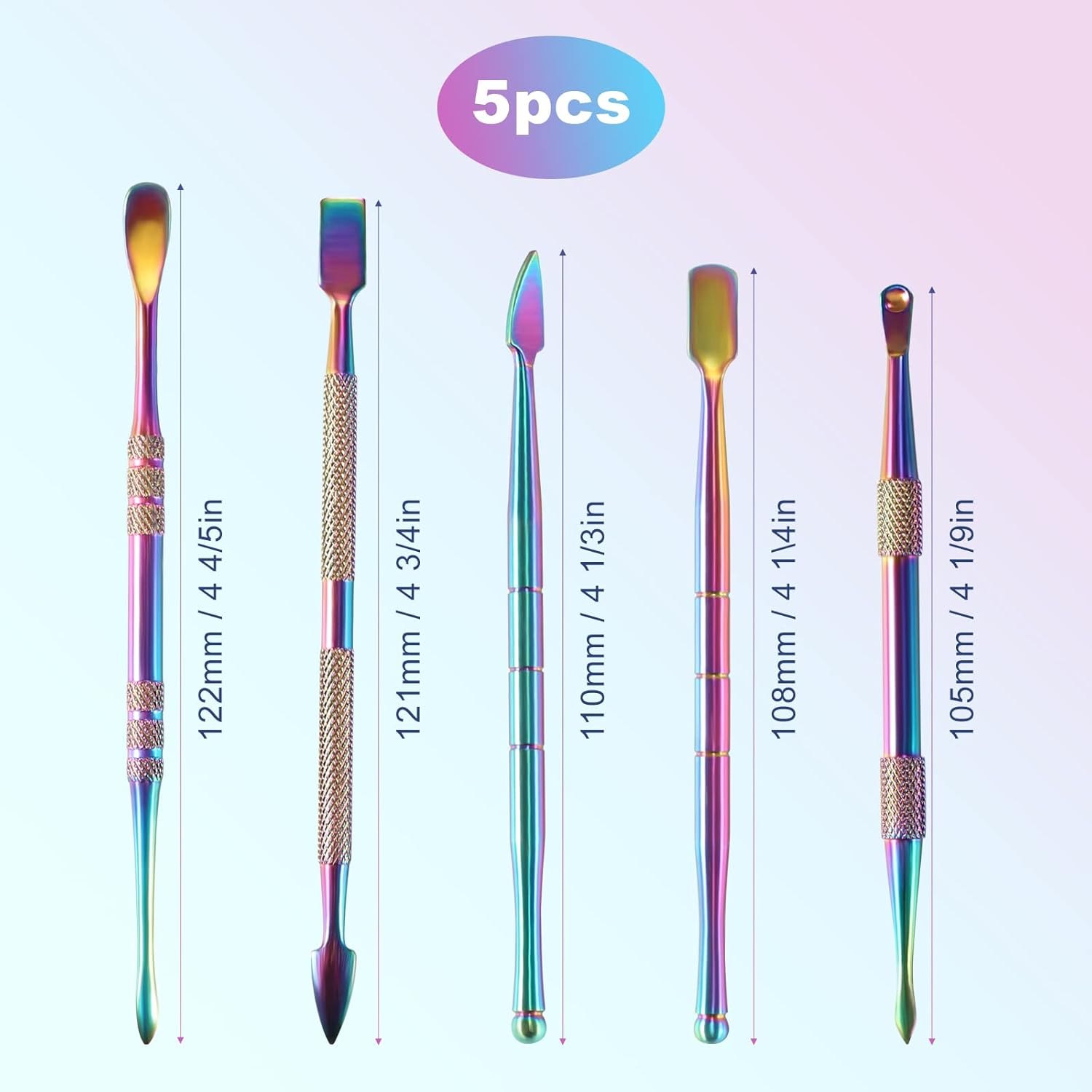 5Pcs Wax Carving Tools with Polishing Cloth Stainless Steel Wax Sculpting Kit Double Ended Colorful Tool image number 4