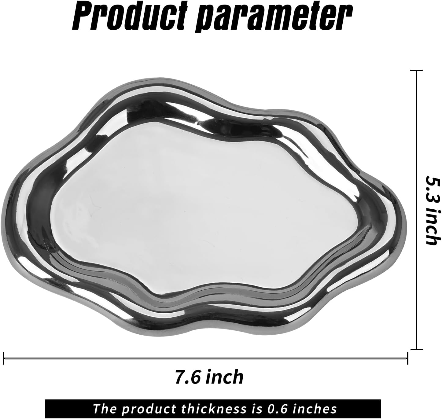 BIGPIPI Ceramic Jewelry Tray Dish for Ring Key Trinket, Cute Cloud Shape Decorative Jewelry Plate Holder for Women Gift (Silver), 7.6+ X 5 X 0.6 image number 5