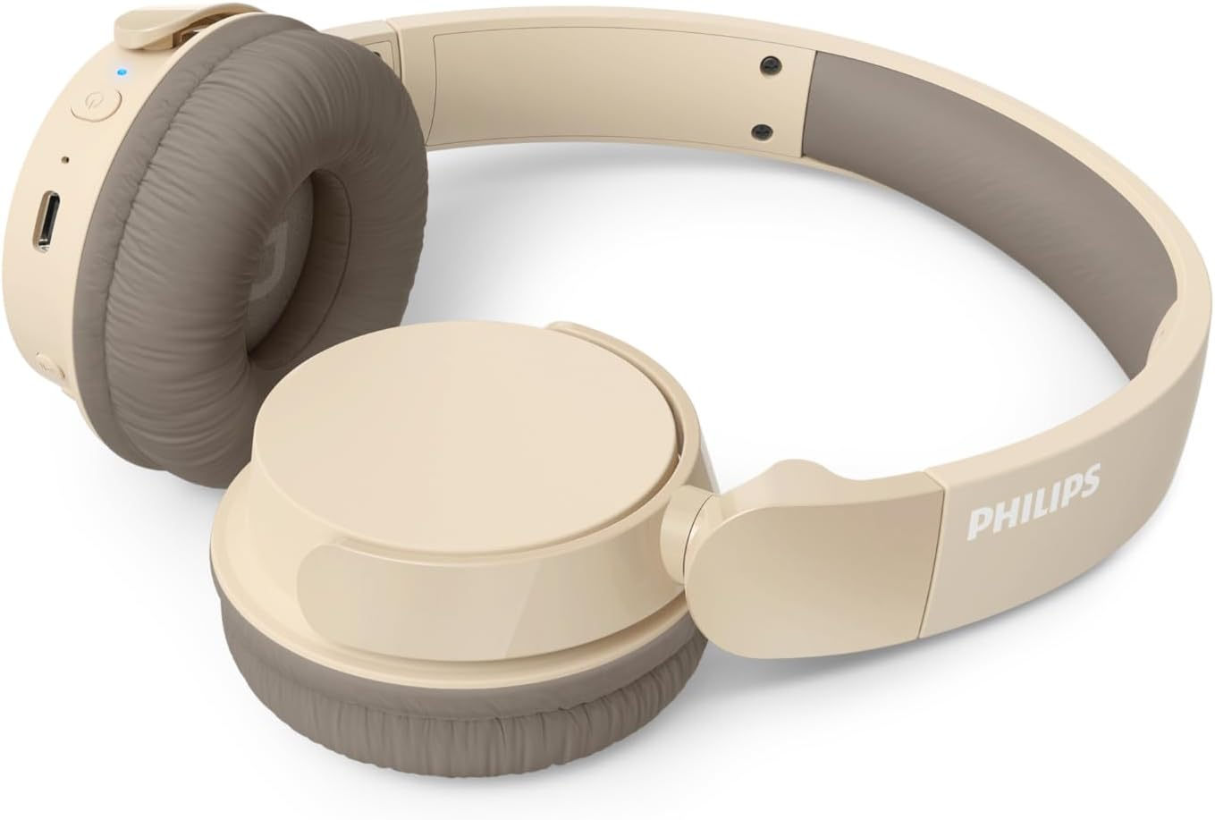 PHILIPS TAH3209BG Lightweight On-Ear Wireless Bluetooth Headphones with Passive Noise Isolation - 25 Hours Playtime, Clear Calls, Dynamic Bass, 2 Hours USB-C Charging - Beige image number 1