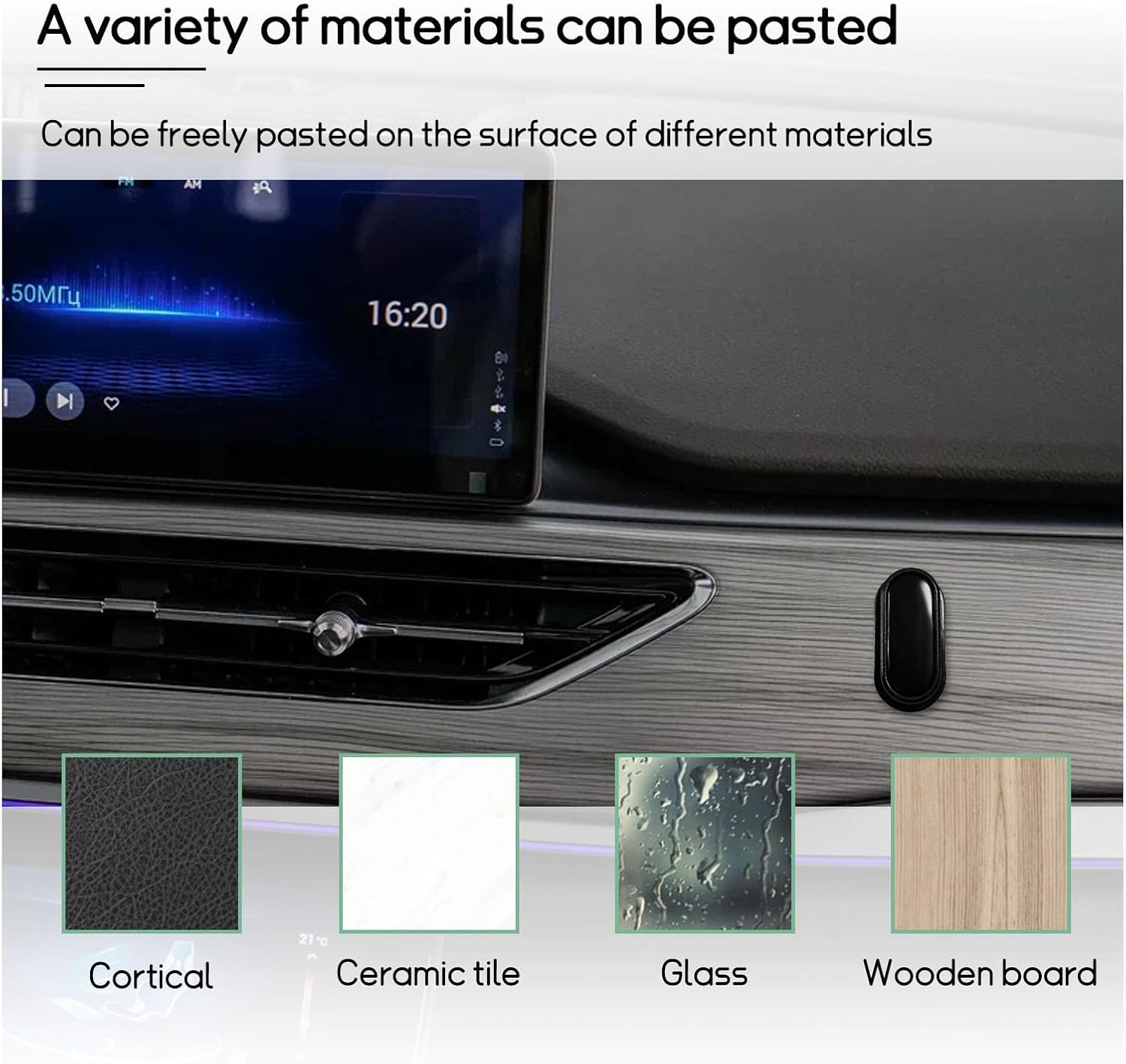 4 PCS Car Mini Hook, Multifunctional Auto Adhesive Backseat Hangers on Dashboard, Universal Hook Stickers for Key, Mask, Earphone, Charging Cable, Vehicle Interior Accessories (Glossy) image number 1