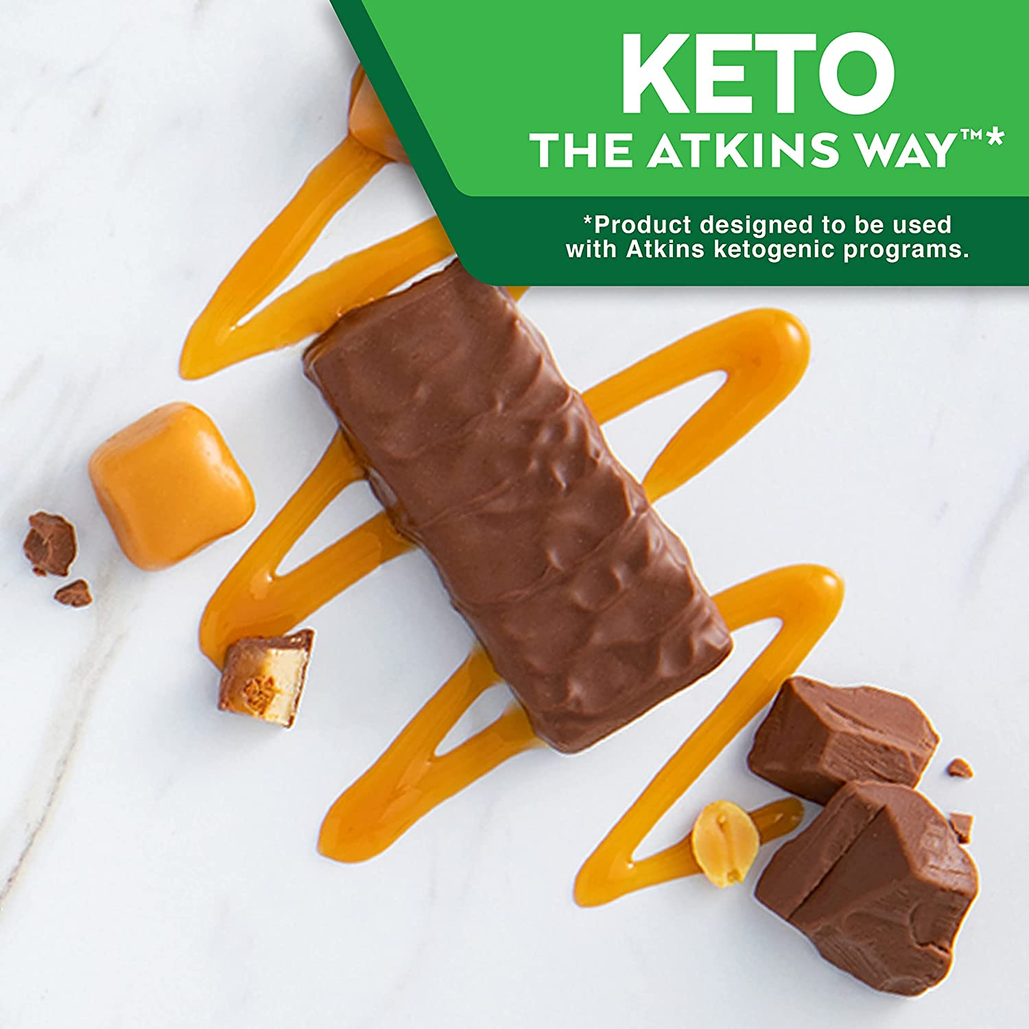 Atkins Endulge Caramel Nut Chew Bars | Keto Friendly | 5 X 34G Low Carb Caramel Chocolate Bars | Low Carb, Low Sugar, High Fibre | 5 Bar Pack image number 4