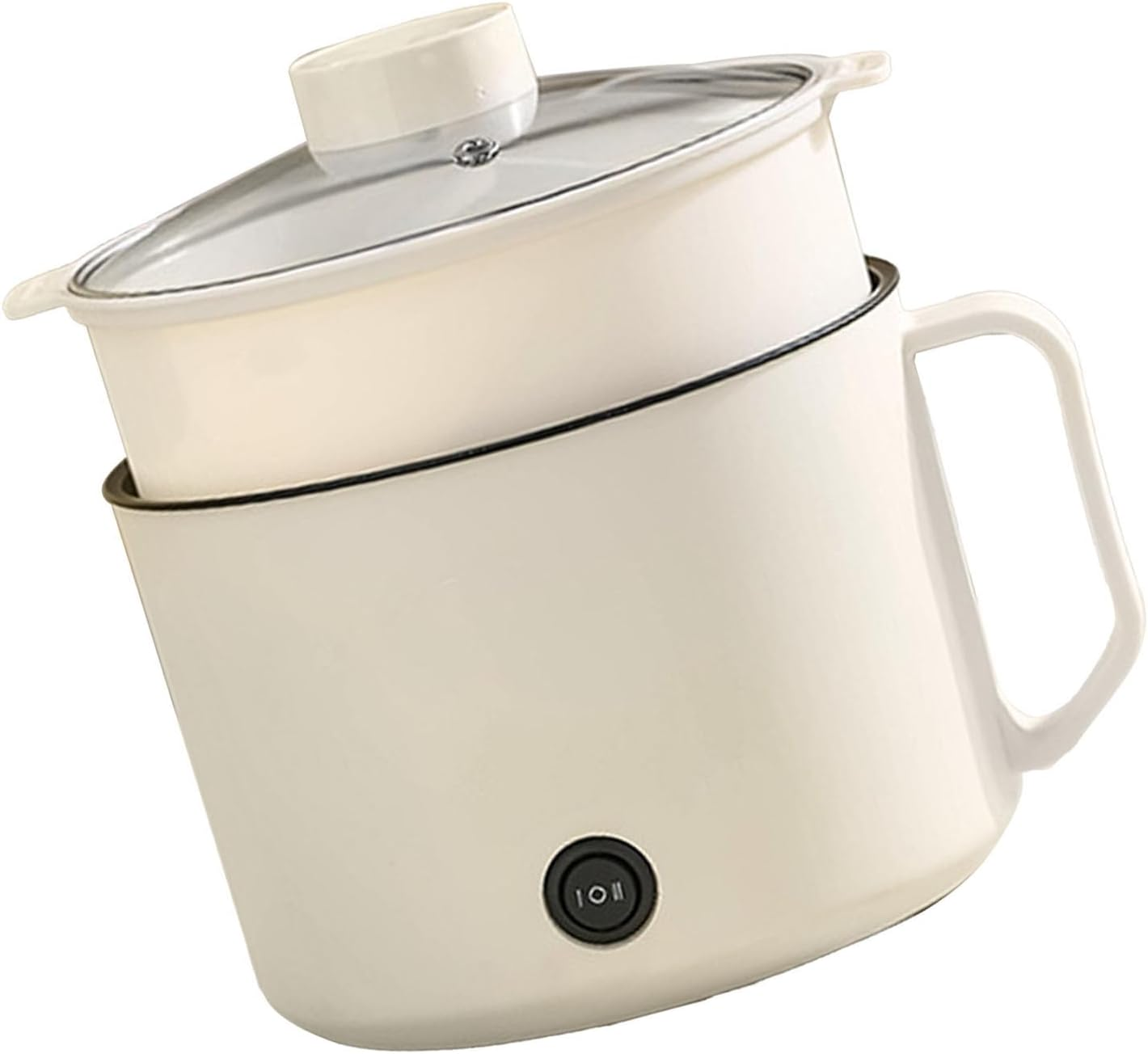 Small Electric Hot Pot, Maifanshi Technology anti Dry Burning anti Stick Coating Portable Mini Electric Cooking Pot Multifunctional for Student Dormitories (Beige and Food image number 3