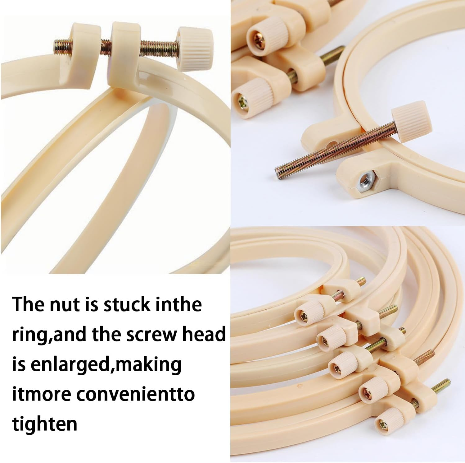 6 Pcs Creative Embroidery Bandage Frame,3.6-10.7 Inch Gradient Size Plastic Embroidery Frame,Cross Stitch,Handmade Diy,Fabric Decoration Sewing Tools,Beginner Professional Embroidery Equipment image number 3