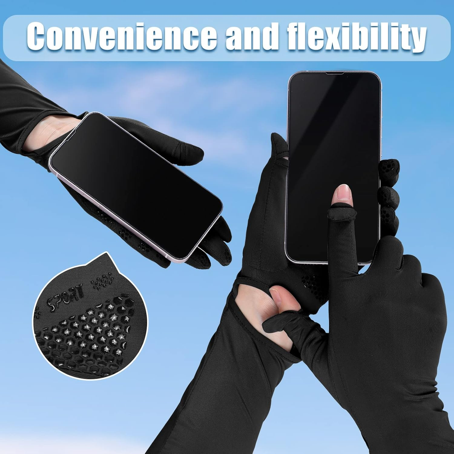 Yahenda 2 Pairs Women UV Long Sun Protection Gloves Touchscreen Arm Sun Driving Gloves UPF 50+ for Outdoor Sports Cycling image number 4