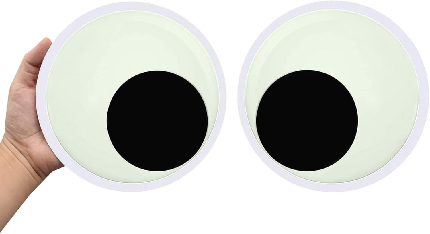 Cinvo 7 Inch Glowing Googly Eyes Self Adhesive 18Cm Giant Wiggle Eyes Glowing in the Dark Large Decor Eyes for Party Refrigerator Door Christmas Trees Car DIY Craft Projects (Pack of 2)