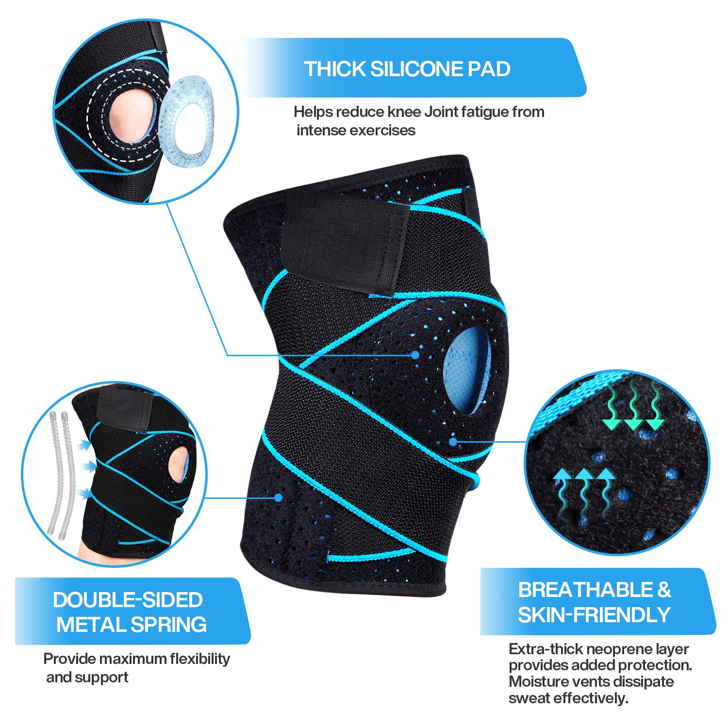 Spardar Sports Knee Pads with Stabilizers and Patella Gel Pads, Adjustable Compression Knee Sleeves for Knee Pain, Injury Recovery, Men and Women image number 5