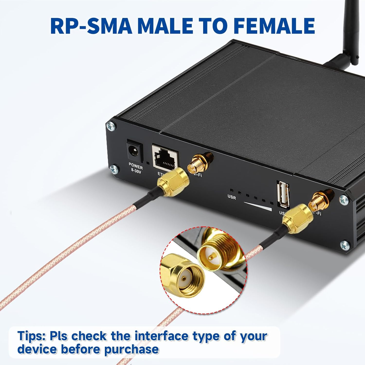 Bingfu Wifi Aerial Antenna Extension Coaxial Cable RP-SMA Male to RP-SMA Female Bulkhead Mount RG316 60Cm (2-Pack) for Wireless PCI Express PCIE Network Card Wifi Adapter Wifi Router Security Camera image number 1