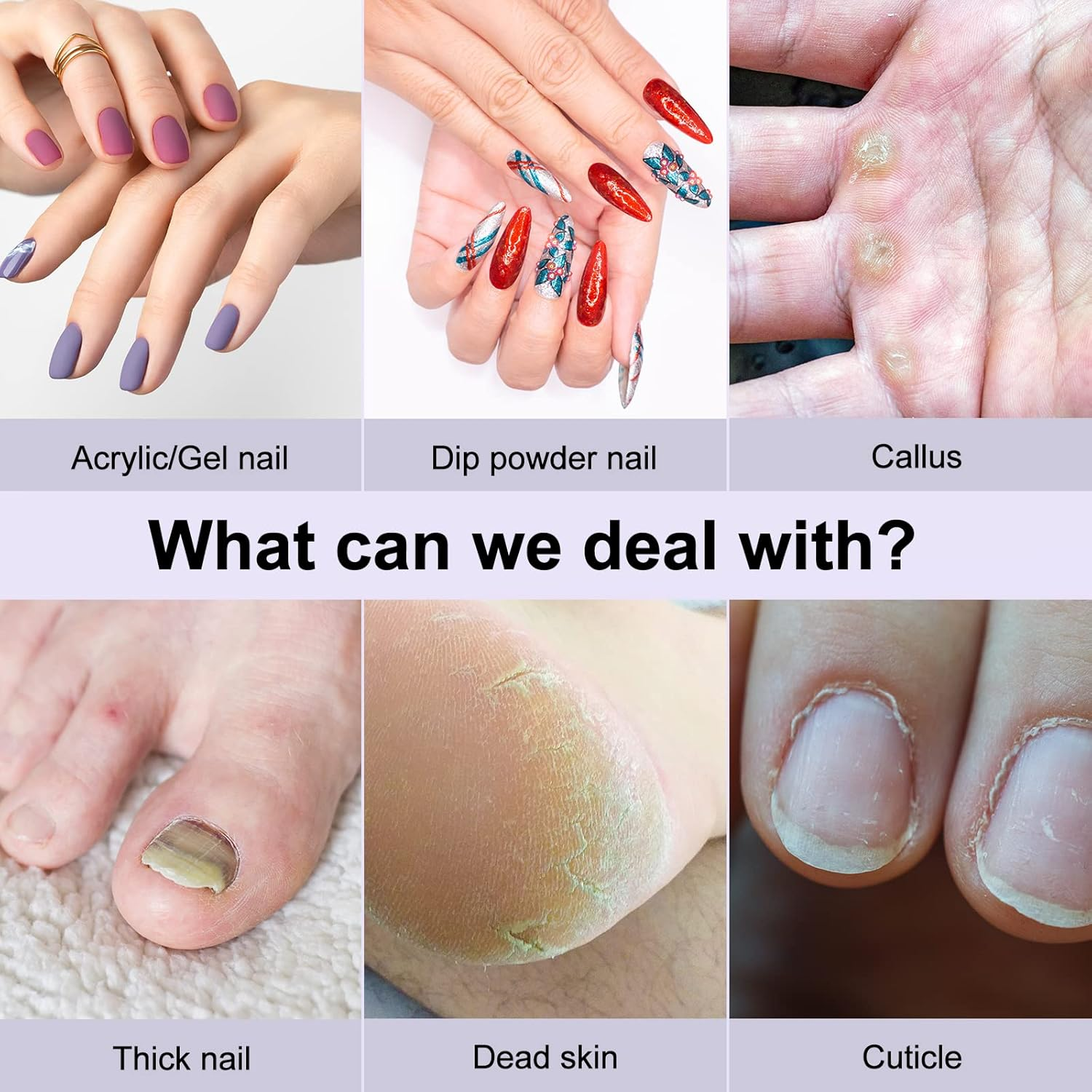 COSLUS Cordless Portable Electric Nail File: Professional Rechargeable Nail Drill Kit for Acrylic Gel Dip Powder Nails, Lightweight Ideal for Home Salons & Manicure Pedicure, Purple image number 2