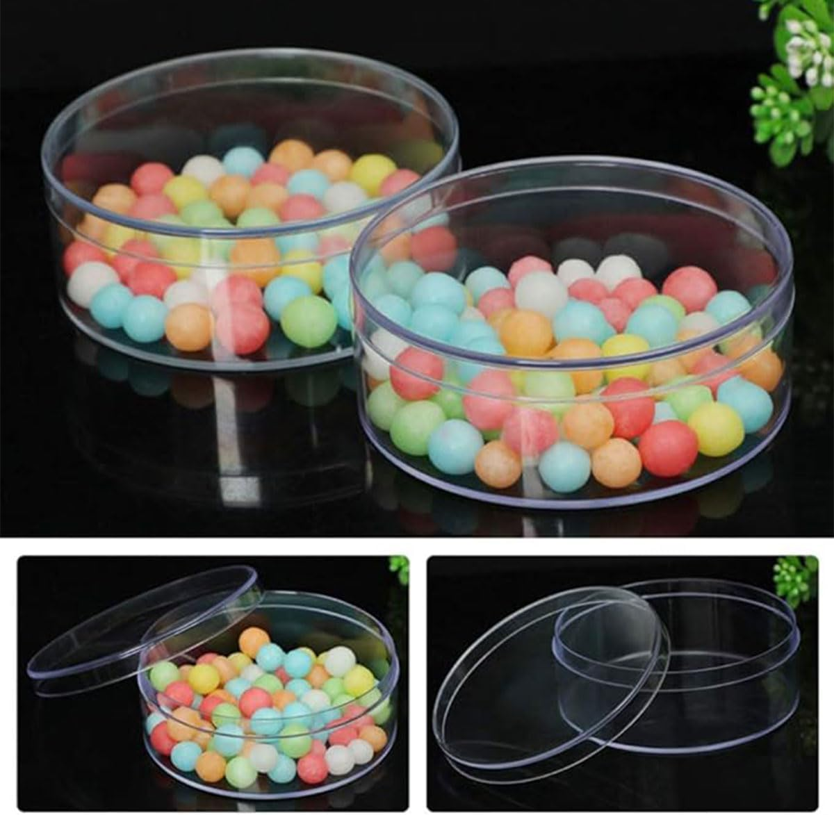 AIMALL 10Pcs Transparent Acrylic round Box, Thickened Plastic Storage Box for Wedding, Candy, Cosmetics, Nail Art, Handcrafts, 5.9 X 2.6In & 4 X 1.4In image number 4