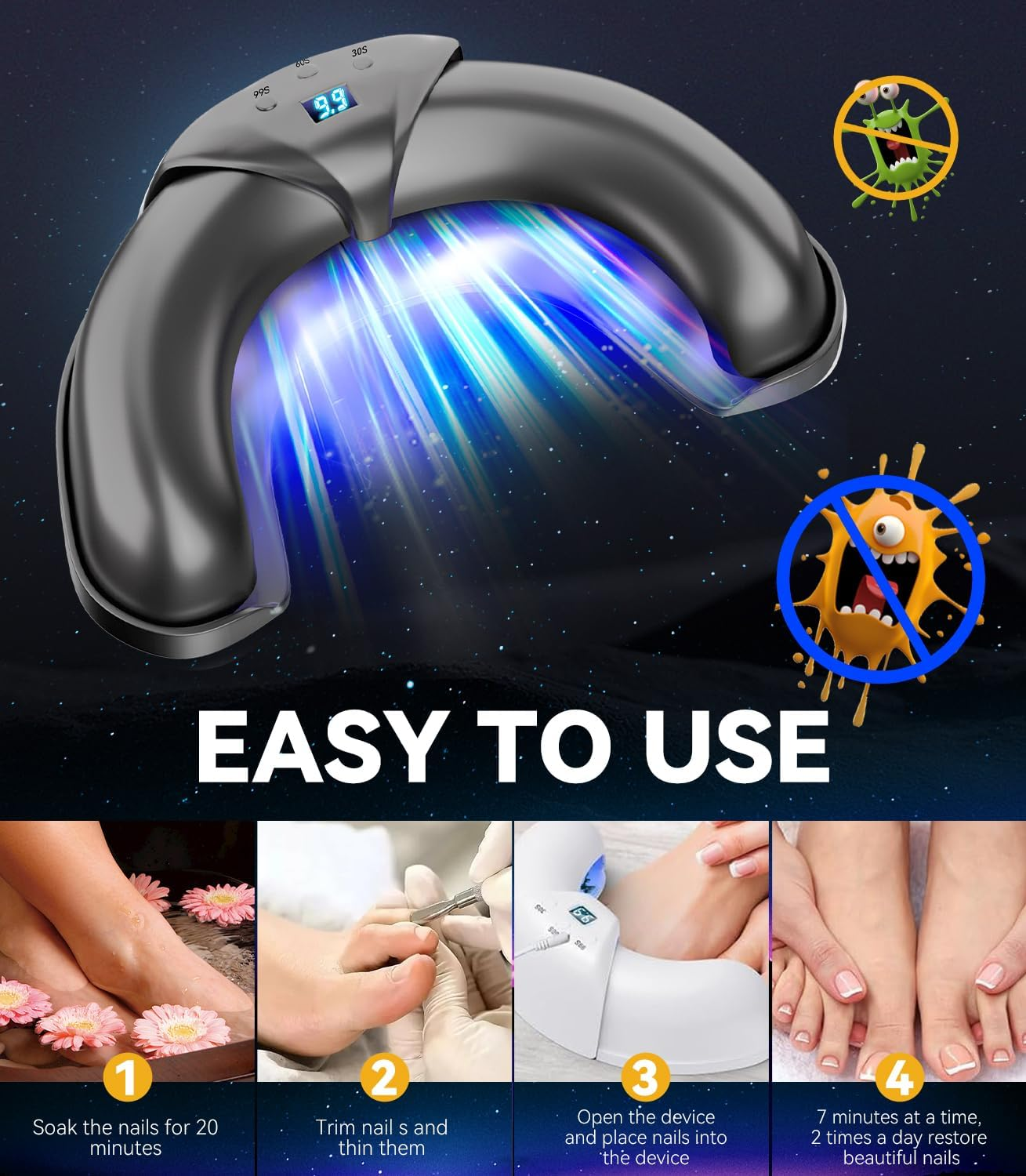 8.0 Nail Pil Laser Device 21 Day Fast Acting Device for Multiple Toenails and Fingernails Industry No. 1 Laser 365 Nm Infrared Light 405 Nm Blue image number 1