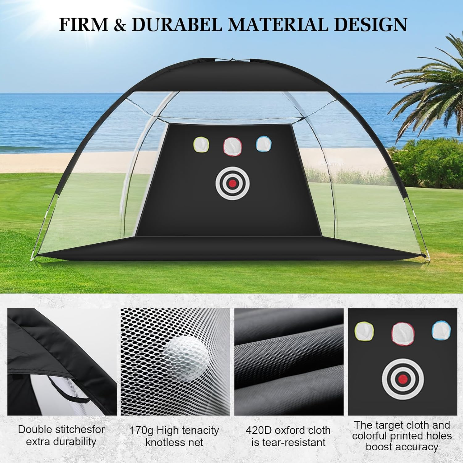 Golf Net with Noise Reduction Design,10X7Ft Golf Nets for Backyard Driving Real Golf Balls,Golf Practice Net Indoor Outdoor with Tri-Turf Golf Mat for Golf Training Aid Chipping Swing Trainer image number 3