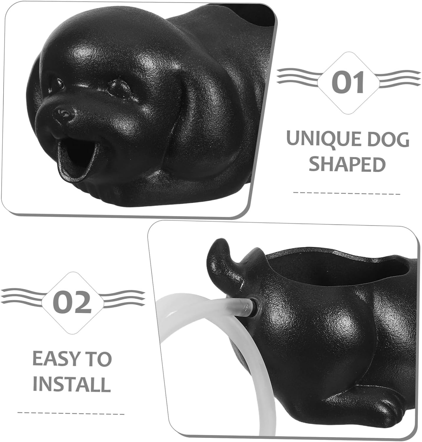 Ceramic Puppy Fountain Spitter Garden Waterfall Jar for Outdoor Patio Decor with Planter for Fish Tank Micro Landscape - Khaki image number 5