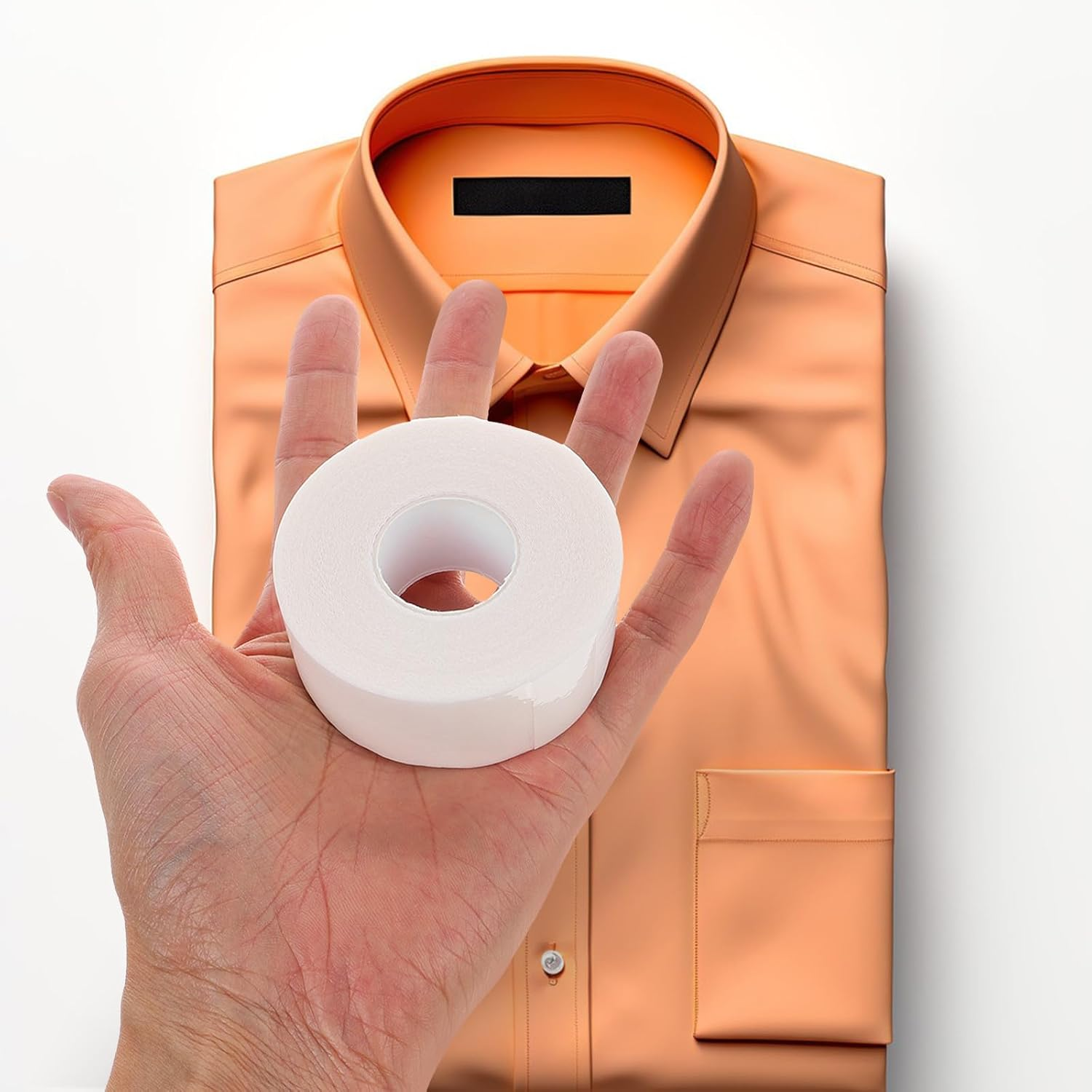 TEHAUX 3 Rolls Collar Protector Tape for Shirts and Caps Invisible Sweat-Absorbing Collar Covers White 2.5Cm X 800Cm for Uniforms and Lab Coats image number 2