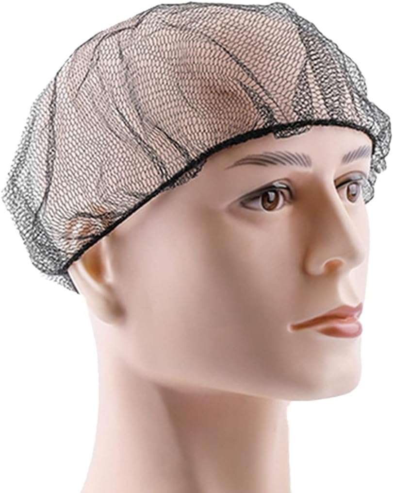 20Pcs Disposable Black Hairnets with Elastic Edge Mesh Stretchable Hairnet Caps