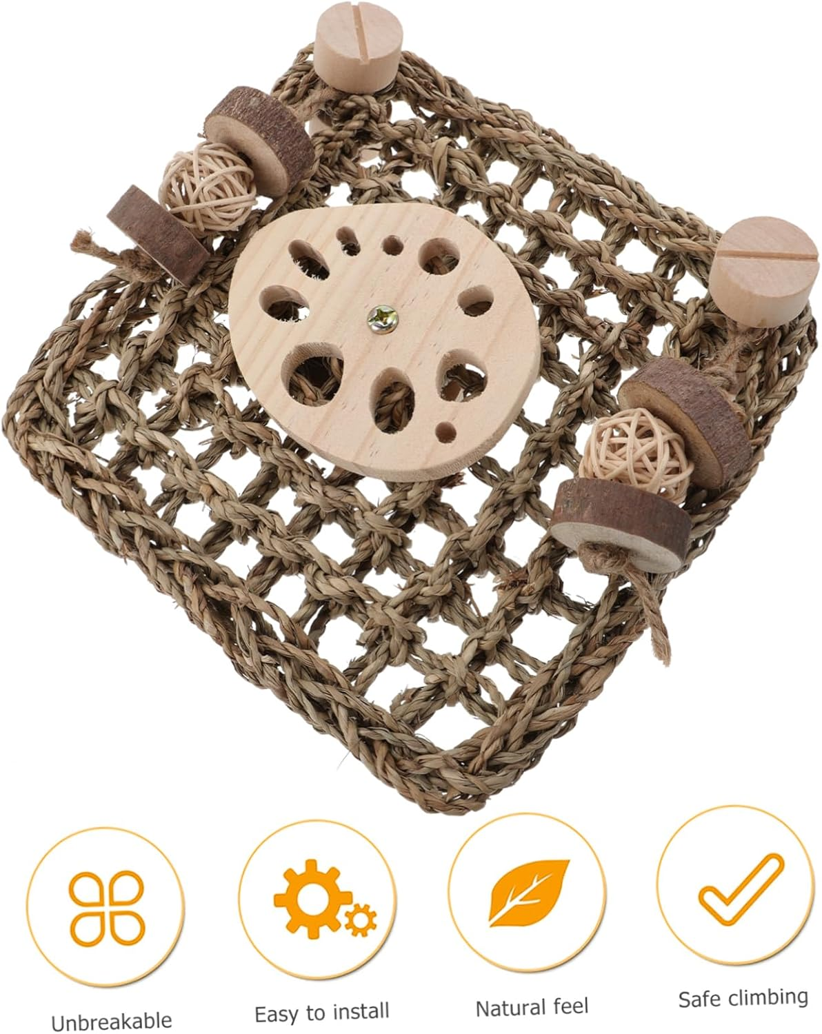 Generic 1Pc Rabbit Seagrass Mats for Pets Animals Rabbit Activity Mat Natural Hay Woven Bed Grass for Rabbits Cleaning Gerbils Activity Chew Natural Pine - Multi image number 5