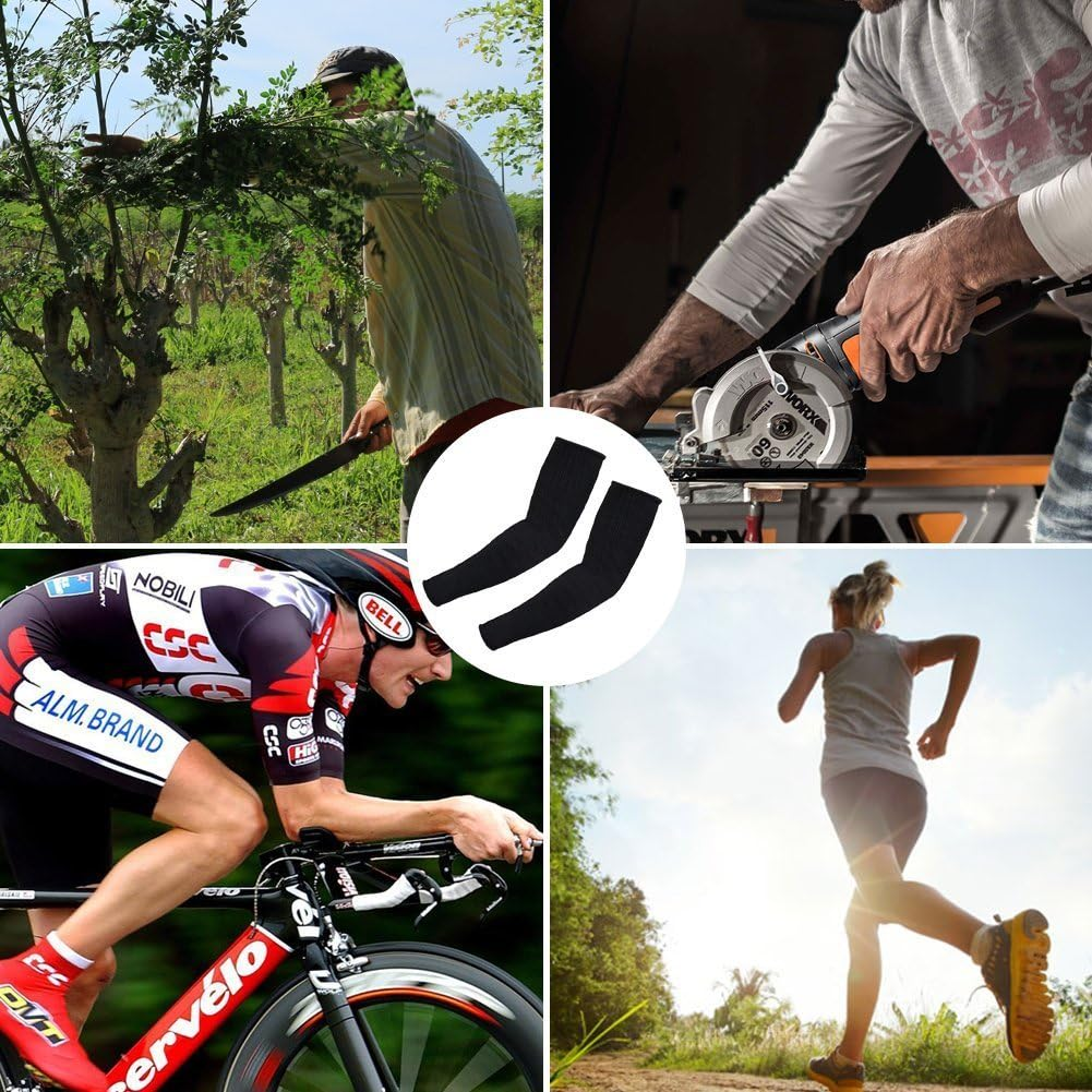 Arm Protective Sleeves,Kevlar Sleeves Cut Resistant Heat Resistant Sleeve,Anti Abrasion Safety Armband for Garden Kitchen Work 1 Pair (Black) image number 5