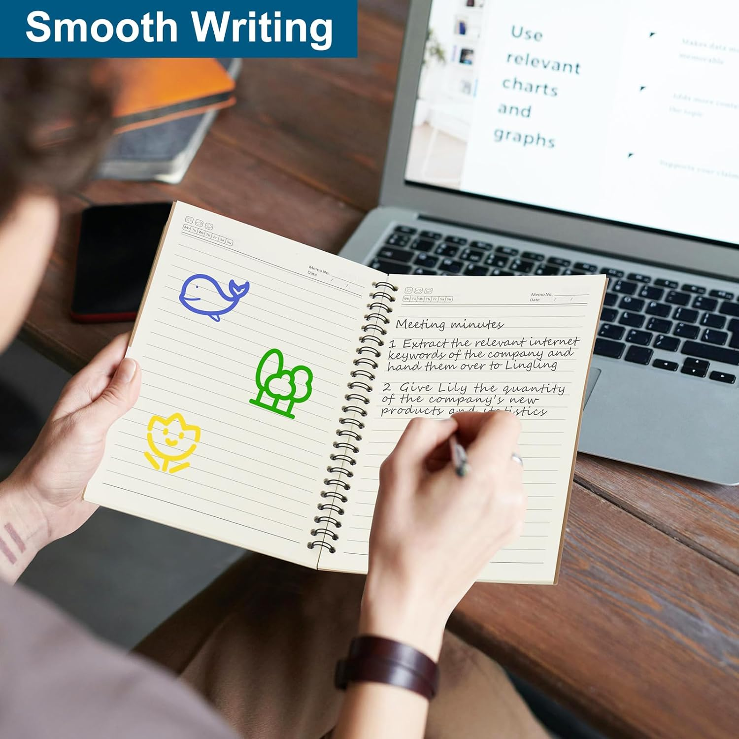 ZCZN 6 Pack A5 Lined Notebook, Spiral Notebook for School, Study, Office, 120 Pages/60 Sheets