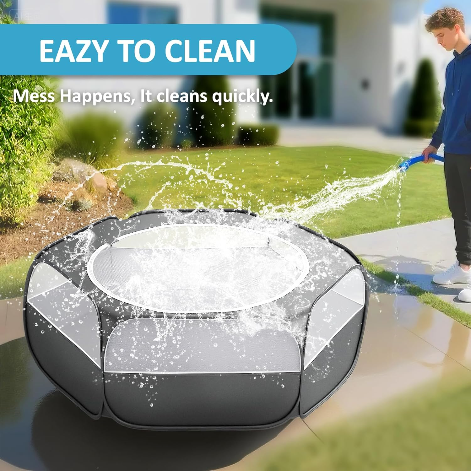 Roobuck Small Animal Playpen &ndash; Waterproof Chicken Brooder Box with Zippered Cover &ndash; Foldable Indoor Outdoor Small Pet Cage Tent for Rabbits, Guinea Pigs, Hamsters, Chick, Kitten, Puppy