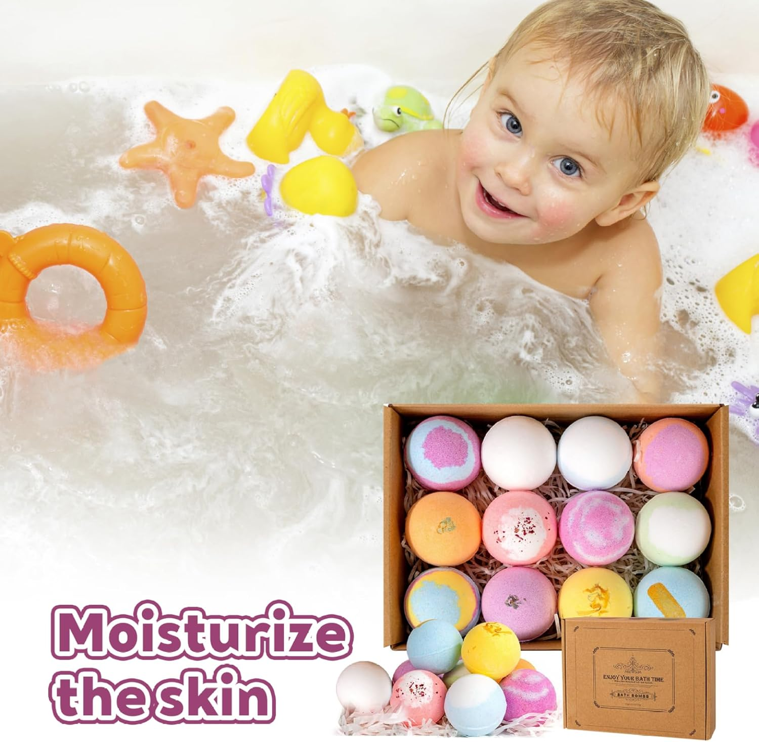 Bath Bombs, 6PCS 60G Natural Ingredient Shower Bombs Moisturizes Soothes the Skin, Relieve Stress Bath Bubbles SPA Essential for Women Gifts image number 4