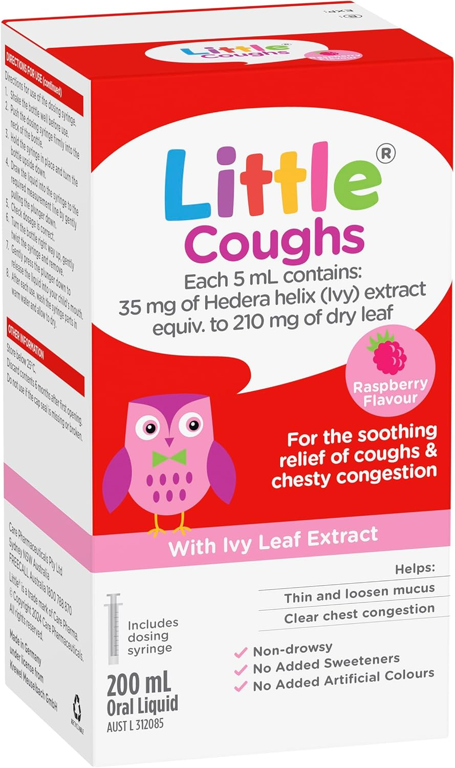 Little Coughs Original Raspberry Oral Liquid Bottle 200 Ml