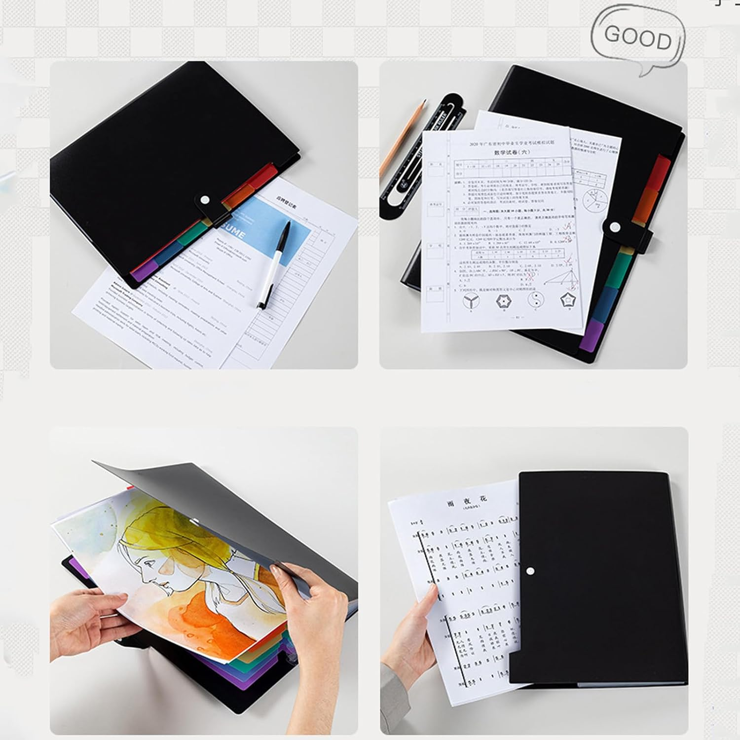 2 Pcs Expanding File Folder with Tabs,7 Pockets Letter A4 Paper Size Accordion Filing Folder Organizer with Sticker Tabs Plastic Important Document Holder for School Home Office image number 2