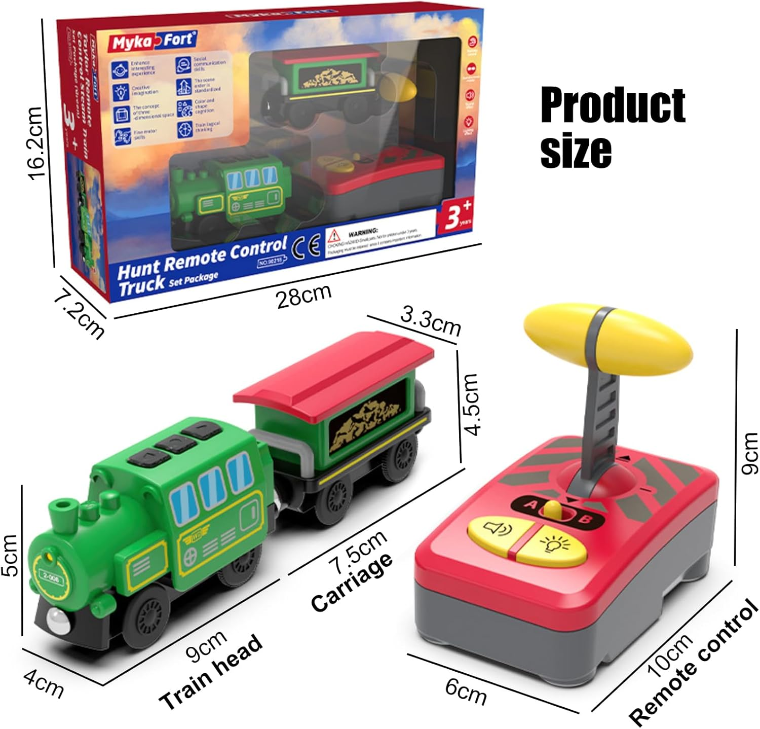 B-Qtech Motorized Train for Wooden Tracks, Battery Operated Locomotive Train,Remote Control Locomotive Train Set for Toddlers, Electric Train Toy Compatible with Thomas Brio Railway Track image number 1