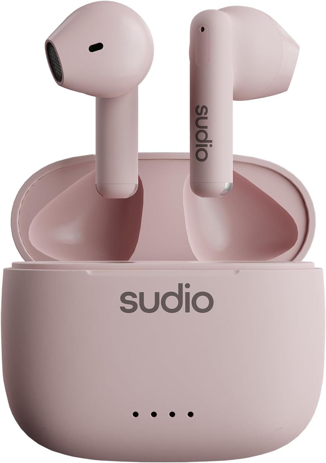 Sudio A1 Pink, Bluetooth Earphones, Touch Control with Compact Wireless Charging Cradle, IPX4 Protected, Noise-Permeable Headphones with Built-In Microphone, Premium Crystal Sound