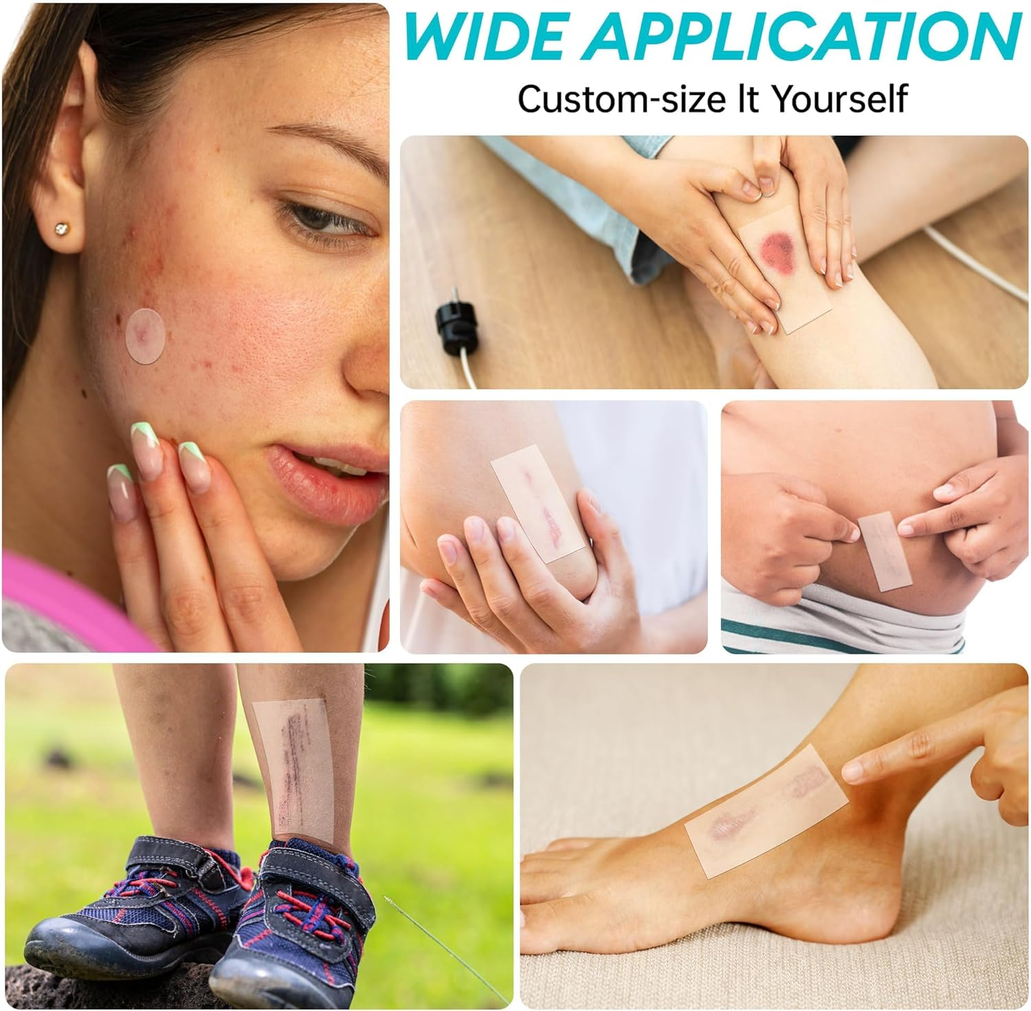 Hydrocolloid Roll for Wound Care, 5Cm*2M Hydrocolloid Bandages Rolls Tape, Waterproof and Ultra Absorbent Patch Bandages Cut-To-Size, First Aid Kit Essential for Burn Blister