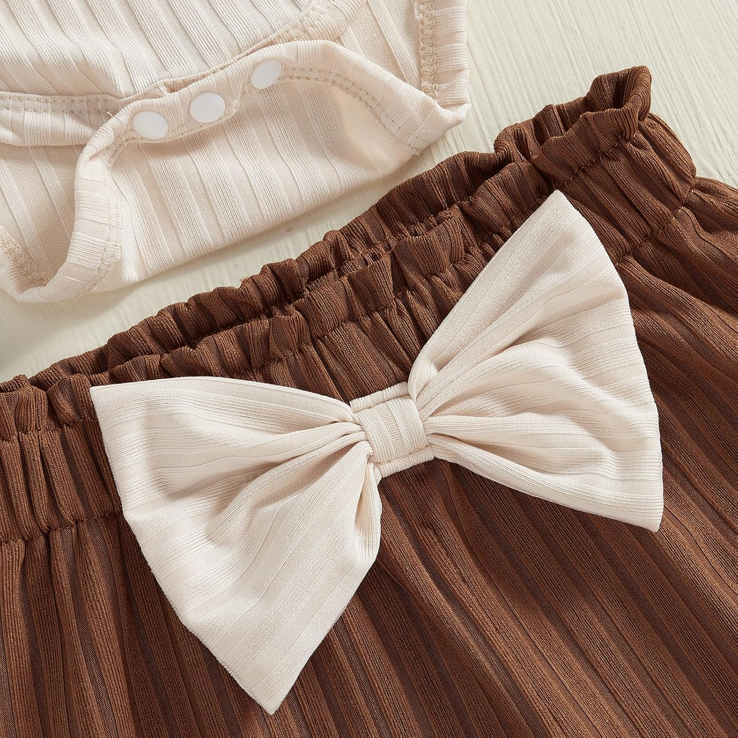 Omkzanbi Western Baby Girl Clothes Cow Print Ruffle Bodysuit Bowknot Jogger Pants Headband Country Cowgirl Coming Home Outfit image number 5