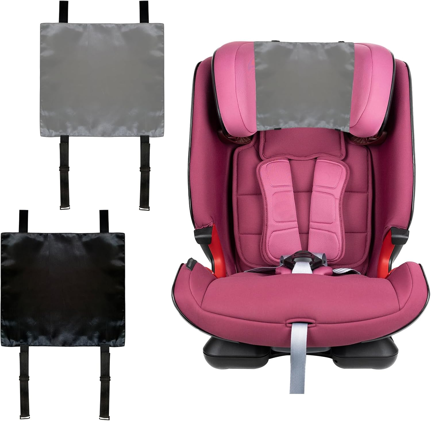 2 PCS Satin Car Seat Headrest Cover for Babies, Soft Silk Feeling Headrest Cover for Hair Protection, Satin Baby Car Seat Hair Protector (Pink+Purple)