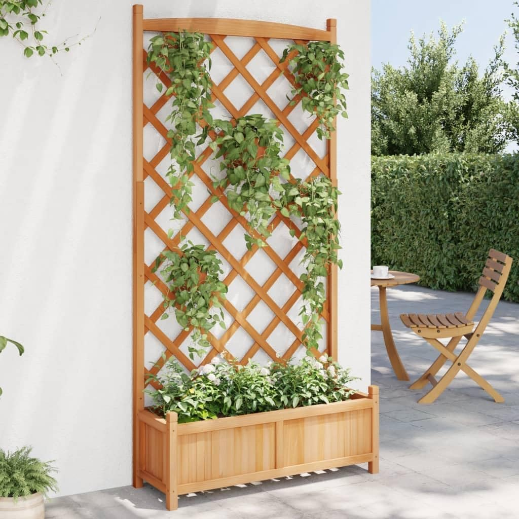 Planter with Trellis Brown Solid Wood Fir image number 1