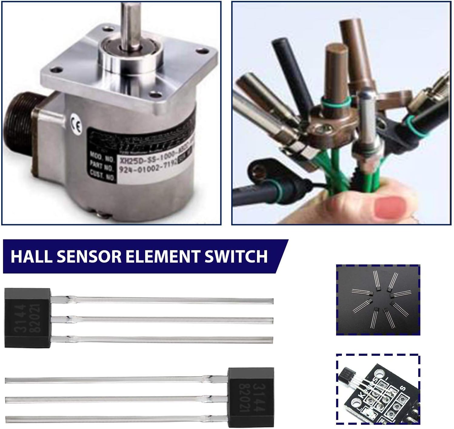 Emsea 20Pcs A3144/OH3144/44E/AH3144E TO-92UA Linear Hall Effect Switch Sensors 3 Terminals for Automotive Industrial Applications image number 2