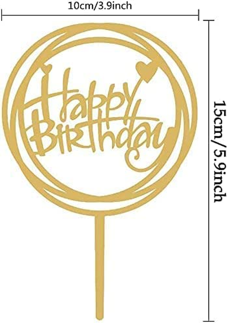 6 Pack Gold Birthday Cake Topper Set, Acrylic Happy Birthday Cake Toppers Cupcake Toppers,Double-Sided Glitter Happy Birthday Gold Cake Topper Set,Acrylic Happy Birthday Cake Toppers Cupcake Toppers image number 5