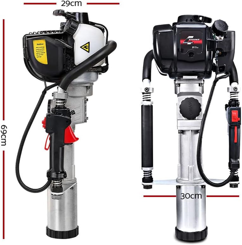 Petrol Post Driver 4-Stroke Rammer Pile Star Picket Fence Hole Black Heavy Duty Tool image number 5