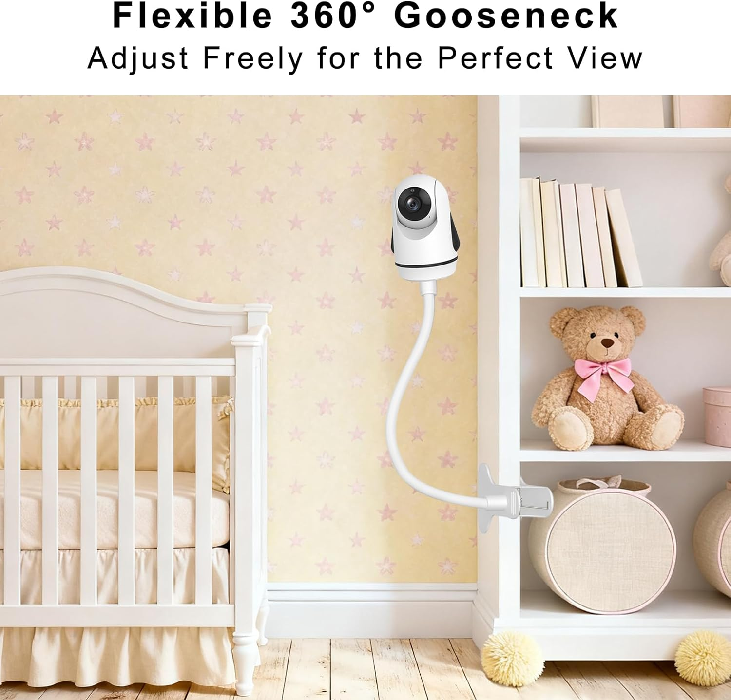 Vikobess Flexible Baby Monitor Mount, Universal Crib Baby Camera Holder Compatible with Infant Optics DXR-8 / DXR-8 Pro, Owlet Cam/Cam 2 / Duo 2, Nanit Pro, Arlo, Hellobaby, Motorola, Vtech & More image number 2